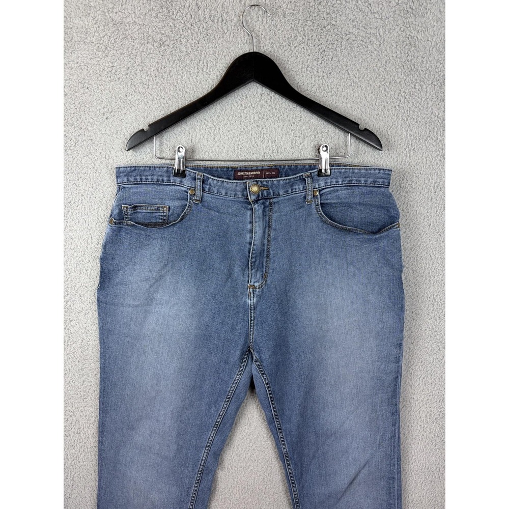 Johnston & Murphy Jeans Mens 38x32 Blue Light Wash Straight Stretch Denim Mens